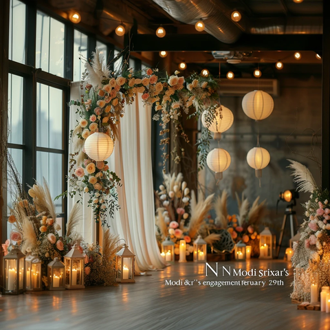 花艺拱门与灯笼装饰