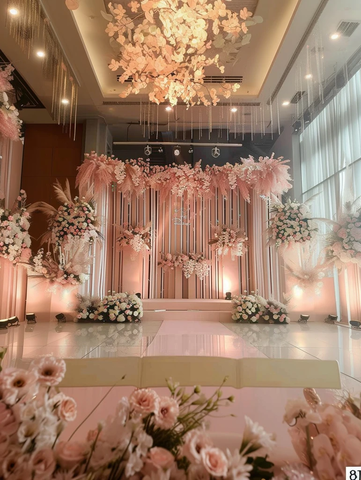 婚礼舞台背景花艺设计