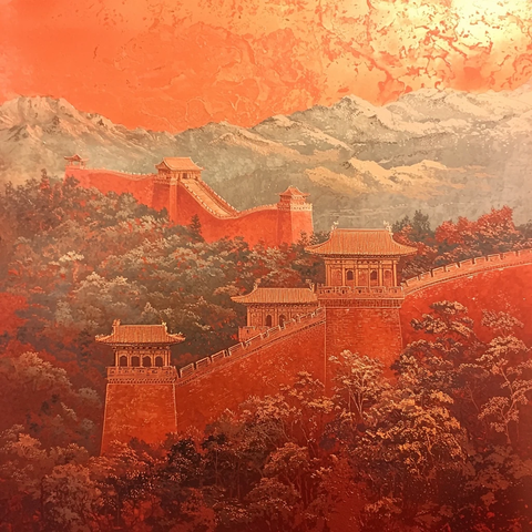 气势磅礴的万里长城远景图