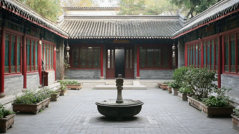 中式庭院内景传统建筑的典雅风貌