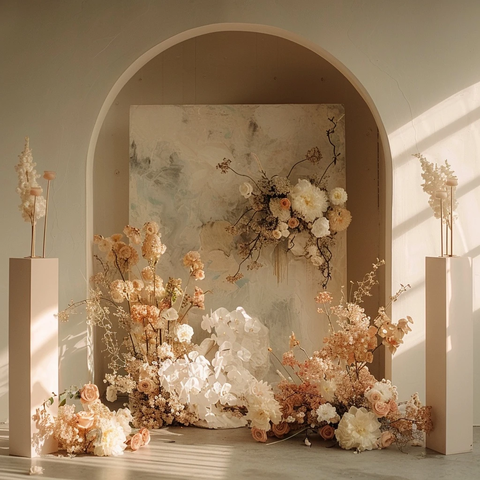 夕阳下的海滩与椰树