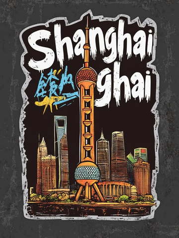 上海东方明珠及高楼大厦插画