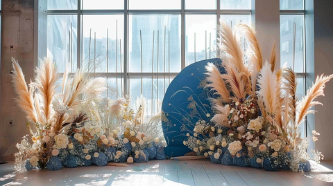 蓝色白色抽象形状婚礼摄影背景