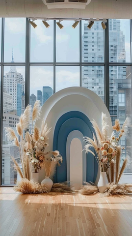拱形背景与干花装饰