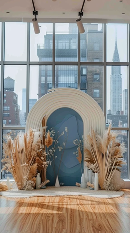 拱形背景与干花装饰