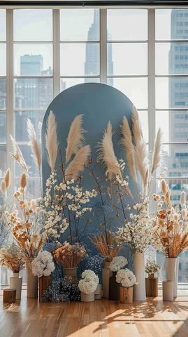 拱形背景与干花装饰