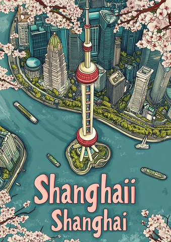 上海东方明珠塔及周边城市景观图