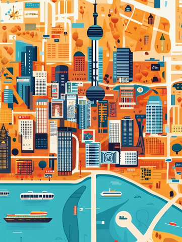 现代化都市建筑群鸟瞰图