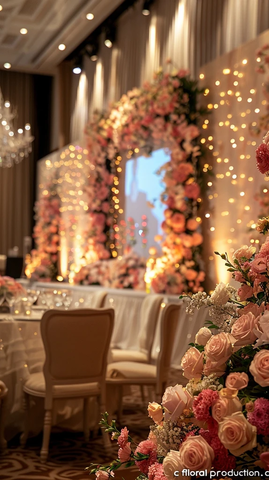 婚礼舞台布置与花墙装饰