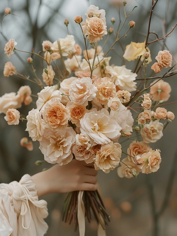 手持玫瑰花的黑底设计