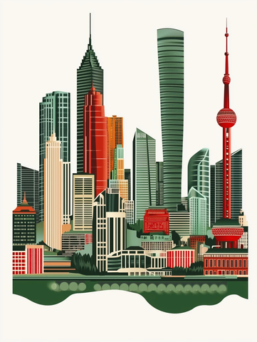 现代化都市高楼林立的城市景观