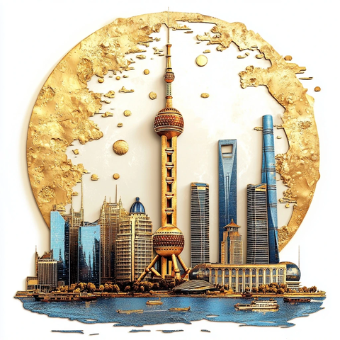 东方明珠塔领衔的城市天际线