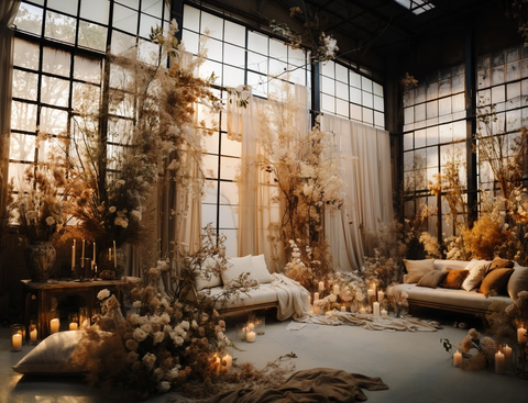 婚礼接待区自然装饰