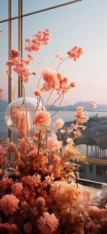 粉色植物与花朵生长