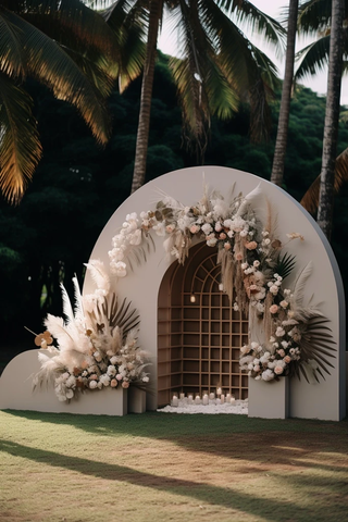 婚礼拱门装饰与棕榈树