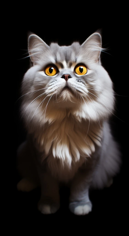 灰猫跳跃黄色背景