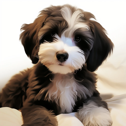 可爱动物插画中的贵宾犬