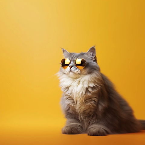 黄色背景上的太阳镜