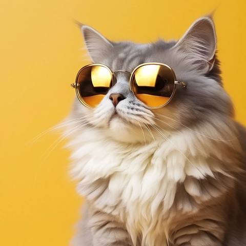 黄色背景上的太阳镜