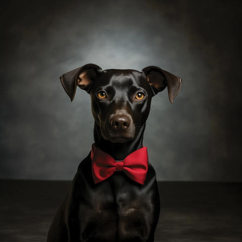 狗穿黑西装红领结拍照