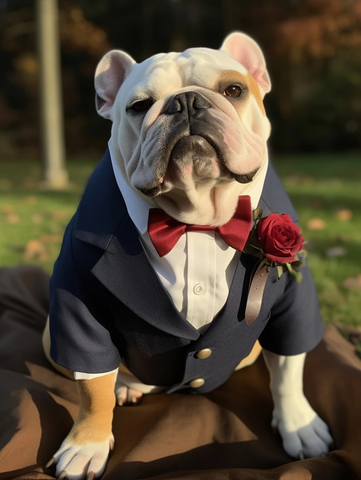 斗牛犬穿婚礼西装
