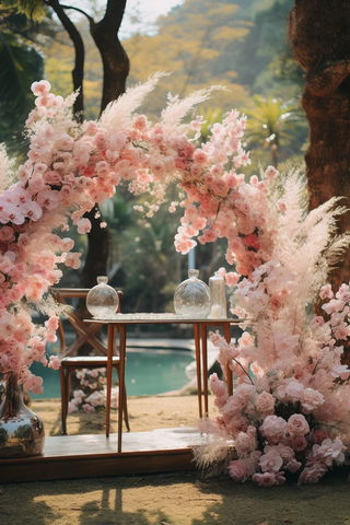 粉色婚礼花艺布置