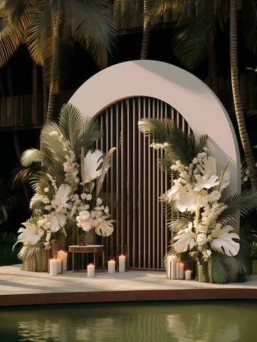 热带花卉拱门接待场景