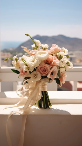 婚礼花束与山海景