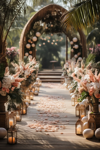 棕榈树下的花艺仪式