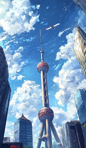 东方明珠塔下的城市建筑景观