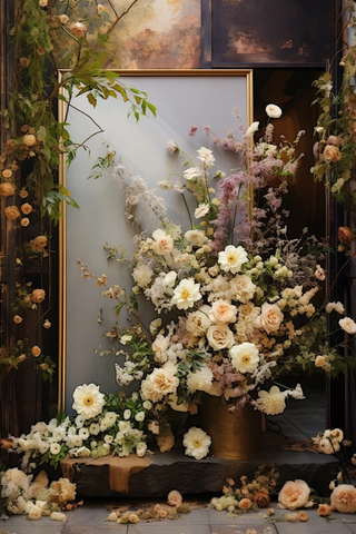 婚礼背景白色雏菊薰衣草