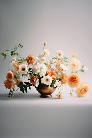 白桃婚礼花束金属花瓶