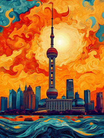 东方明珠塔下的城市风光