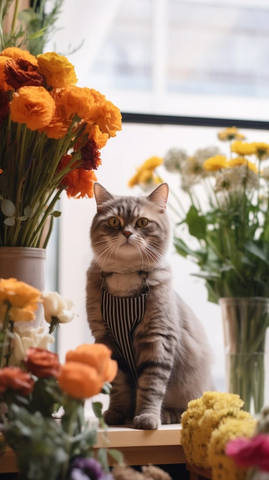 花店中的制服猫