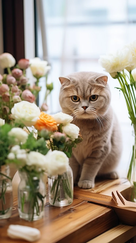 英国短毛猫制作花束