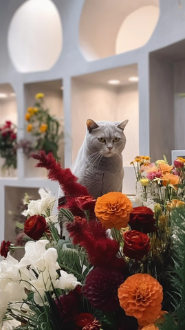 英国短毛猫制作花束