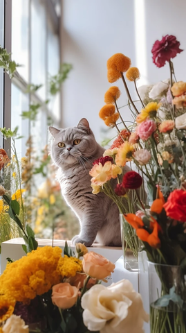 英短猫制作花束