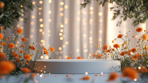 节日奶油色讲台背景