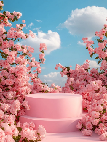 粉红讲台与玫瑰花园