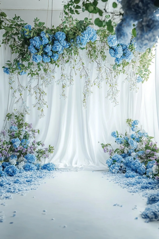 白底蓝花梦幻场景