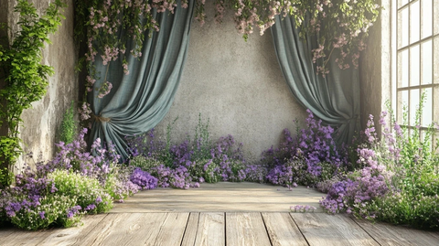 香草装饰的微型舞台