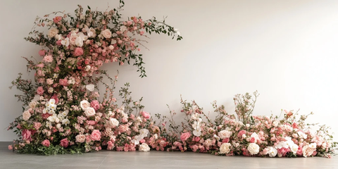 粉色白色花卉拱门布置