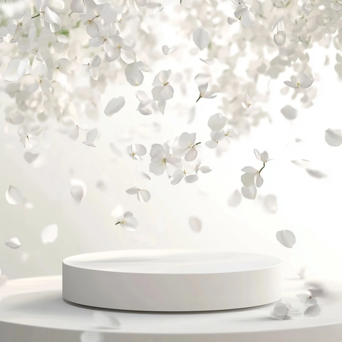 白色花瓣飘落圆台