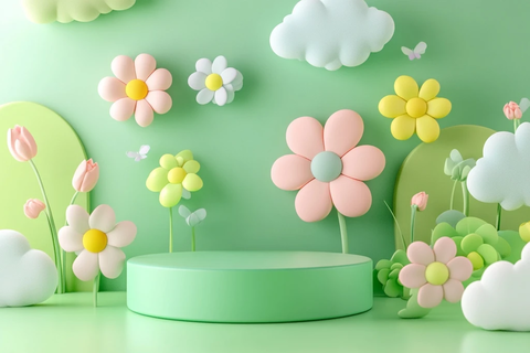 绿色圆形平台展示台