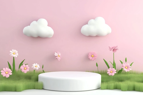 草地花朵舞台云朵