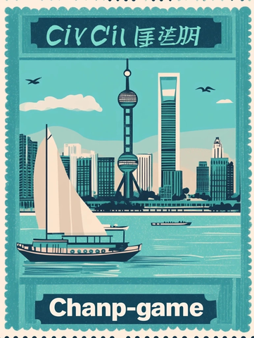 上海城市景观中的东方明珠与帆船