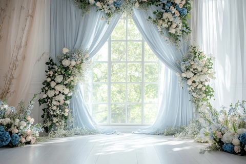 蓝色婚礼背景墙