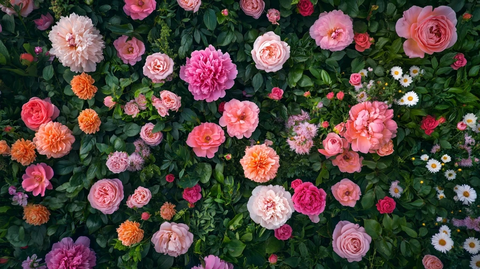 花园中盛开的牡丹花