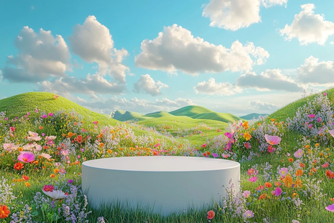 绿色山丘与云朵