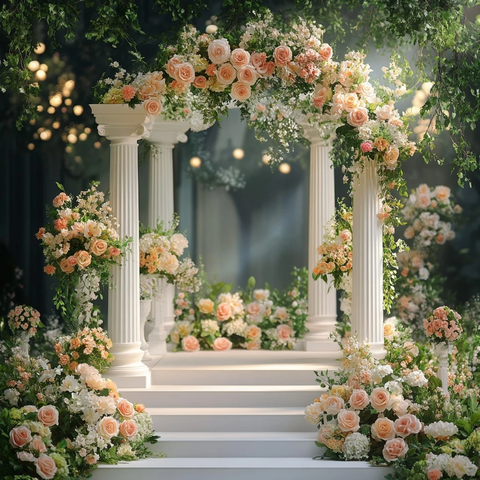 金色领奖台与花园拱门